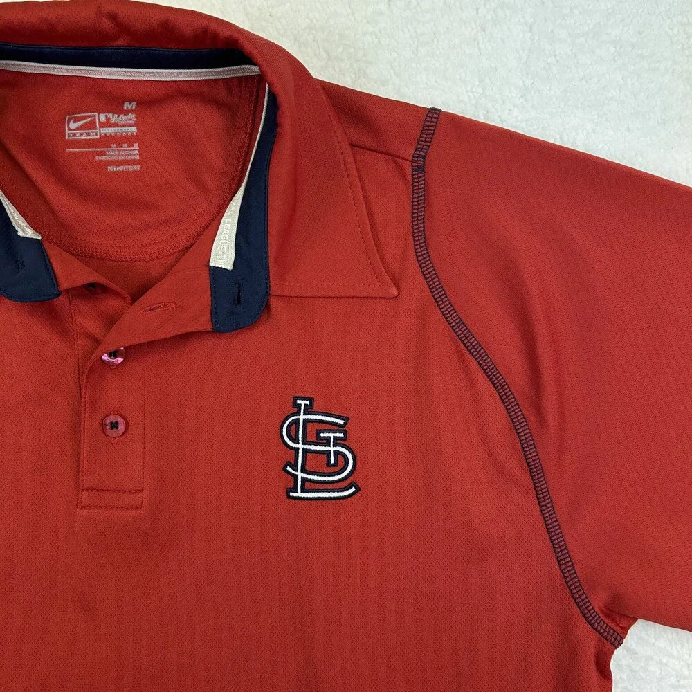 Nike St. Louis Cardinals Polo Shirt Mens Medium Red MLB Authentic Team Apparel